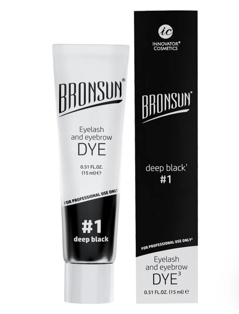 Innovator Cosmetics Краска для ресниц и бровей BRONSUN, цвет чёрный тон 1, 15мл / Бронсан  #1