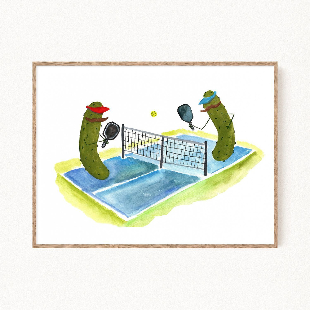 Постер для интерьера "Pickles Play Tennis - Огурчики играют в теннис", 30х40 см  #1