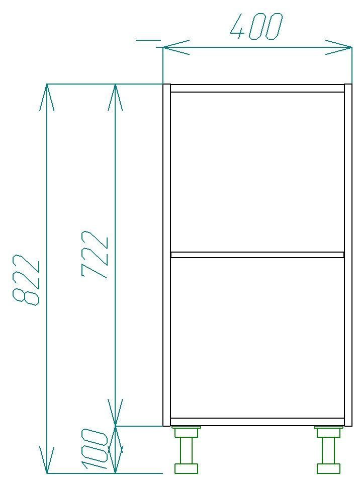 Корпус напольного кухонного модуля ш*г*в: 40х39х82 см (уменьшенная глубина), под полки и выдвижные ящики, #1