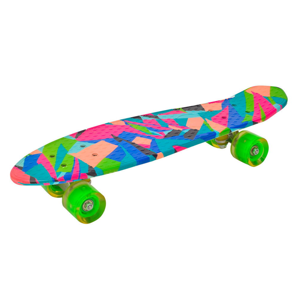 Скейтборд пенниборд, дека 24", алюминиевые крепления, колеса PU с подсветкой, граффити  #1