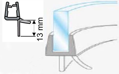 Уплотнитель С24 нижний, радиусный, для изогнутых дверей в душевой кабине. Для толщины стекла 8мм  #1