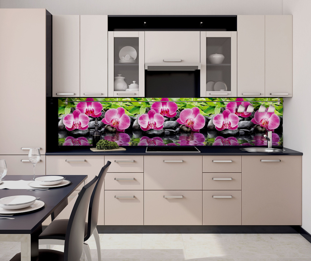 Кухонный фартук "Орхидеи" 3000х600мм, АБС пластик, термоперевод  #1