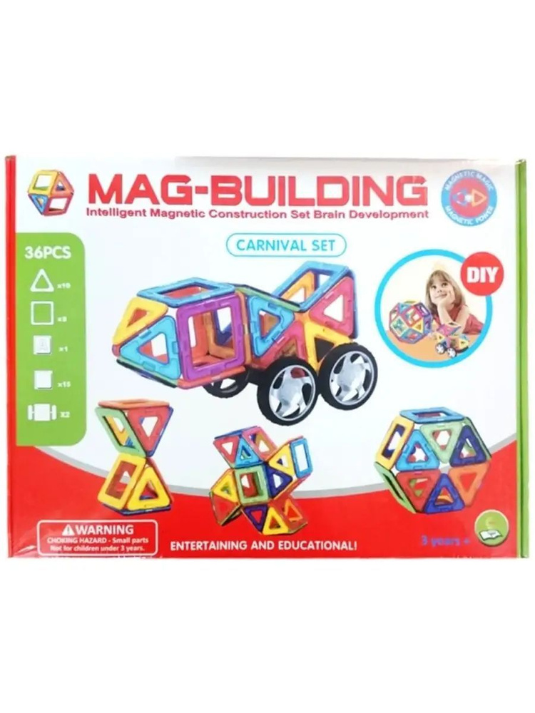 Магнитный конструктор 36 деталей "MAG-BUILDING" #1