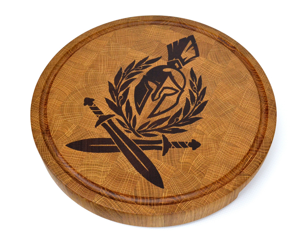 Торцевая доска "Спарта" Wooden Plate, 29 см, дуб/красное дерево сапеле  #1