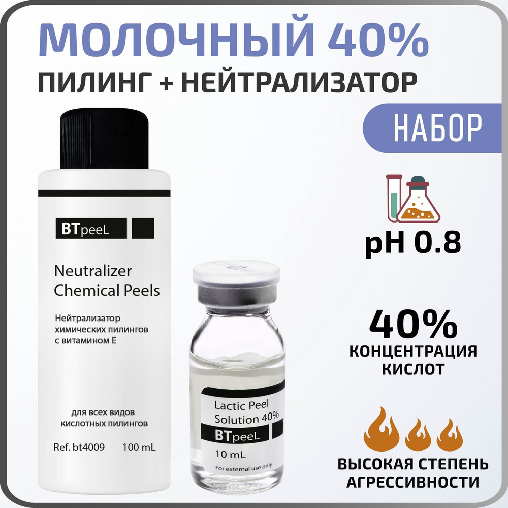 НАБОР Молочный пилинг Lactic Acid 10 мл. + Нейтрализатор химических пилингов, BTpeeL  #1