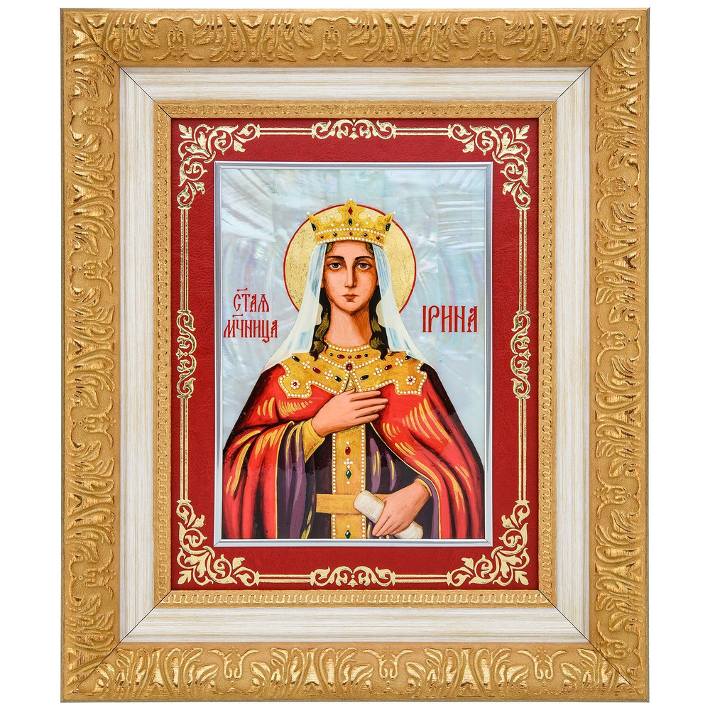 Икона на перламутре "Святая Ирина" 35х30 см #1