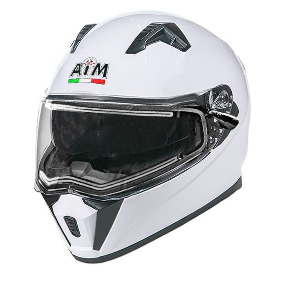Шлем снегоходный интеграл белый глянец AIM JK320 SOLID XL(61-62) визор с электроподогревом+прозрачный #1