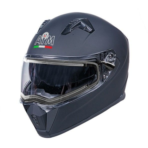 Шлем снегоходный интеграл матовый черный AIM JK320 SOLID XS(53-54) визор с электроподогревом+прозрачный #1