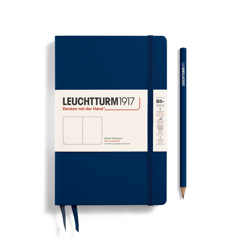 Блокнот Leuchtturm1917 Paperback B6+, твердая обложка, нелинованный, темно-синий  #1