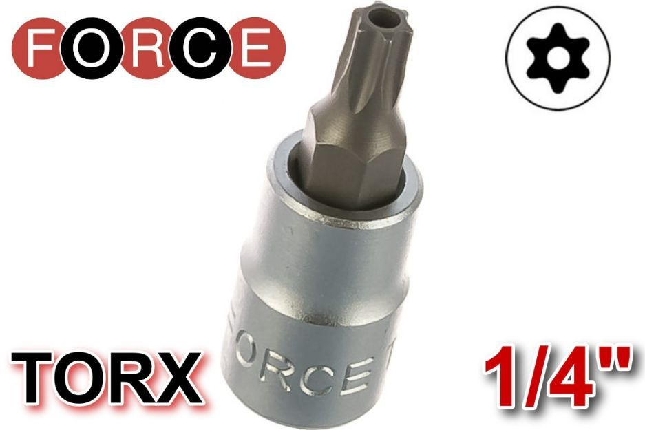 Головка бита 1/4" шестилучевая звезда торкс с отверстием Т-35Н FORCE 3273235  #1