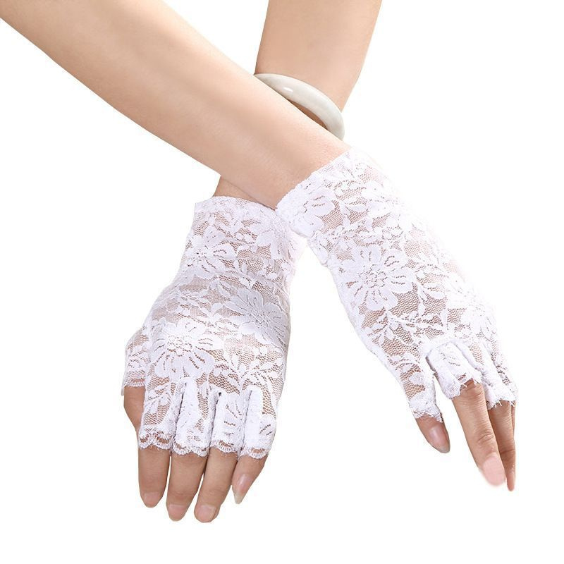 Перчатки карнавальные "Ажур" белые /перчатки #1