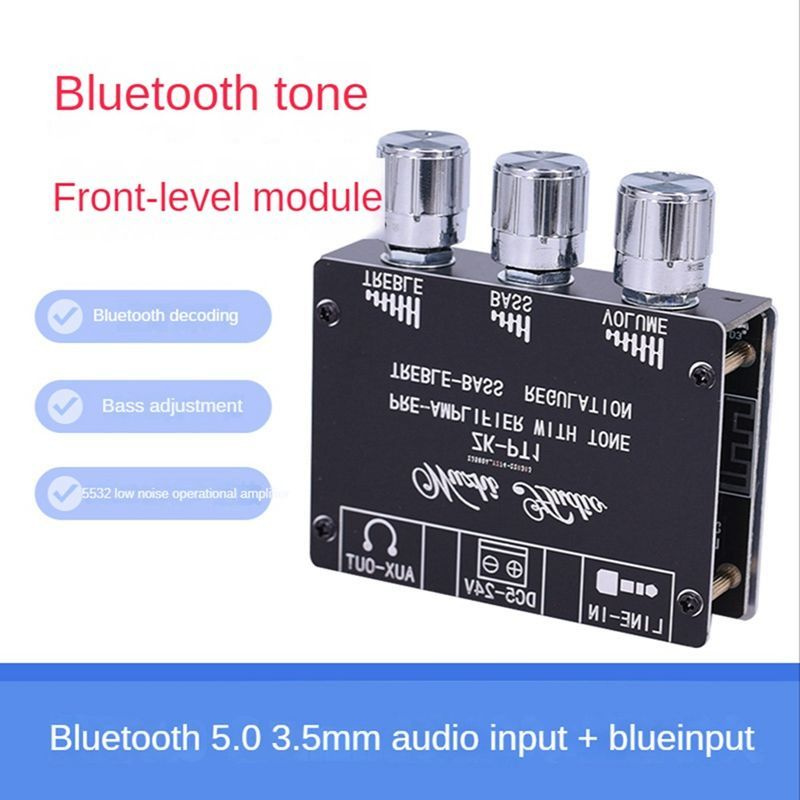 Предварительный усилитель Bluetooth 5,0 + AUX с регулировкой высоких и низких, предусилитель  #1