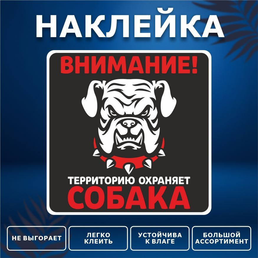 Наклейка, на забор, на дверь, ИНФОМАГ, Осторожно злая собака, 15см х 15см  #1