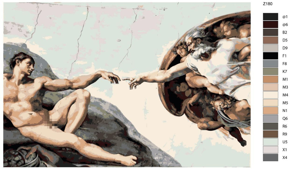 Картина по номерам Z-180 "Фреска Микеланджело Сотворение Адама" 40х60  #1