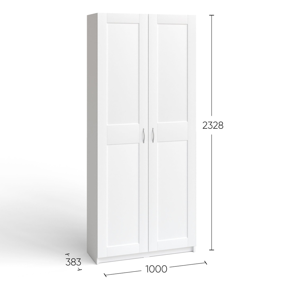 Шкаф МАКС, 2 двери, 100х38х233 см, белый, ШВЕДСКИЙ СТАНДАРТ #1