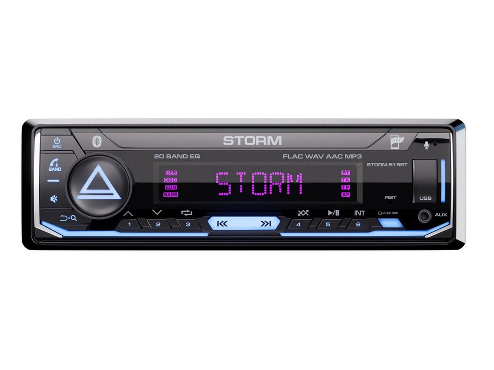 Автомагнитола Aura Storm 515BT (Bluetooth 5.0, 3xRCA, 4x51Вт, APP, USB, FLAC, RGB, D-SWC)  #1