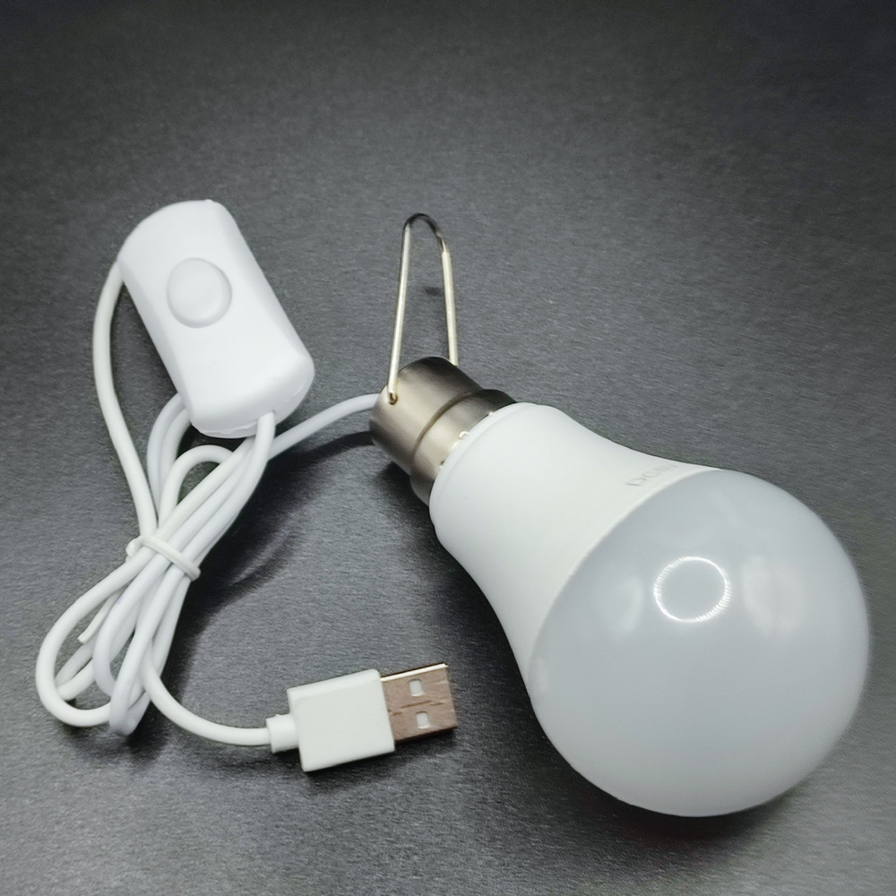 Светодиодная USB лампочка для кемпинга, с проводом 80см. Портативный кемпинговый фонарь с выключателем. #1