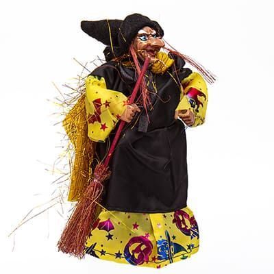 Интерьерная кукла Баба Яга с помелом 16 см #1