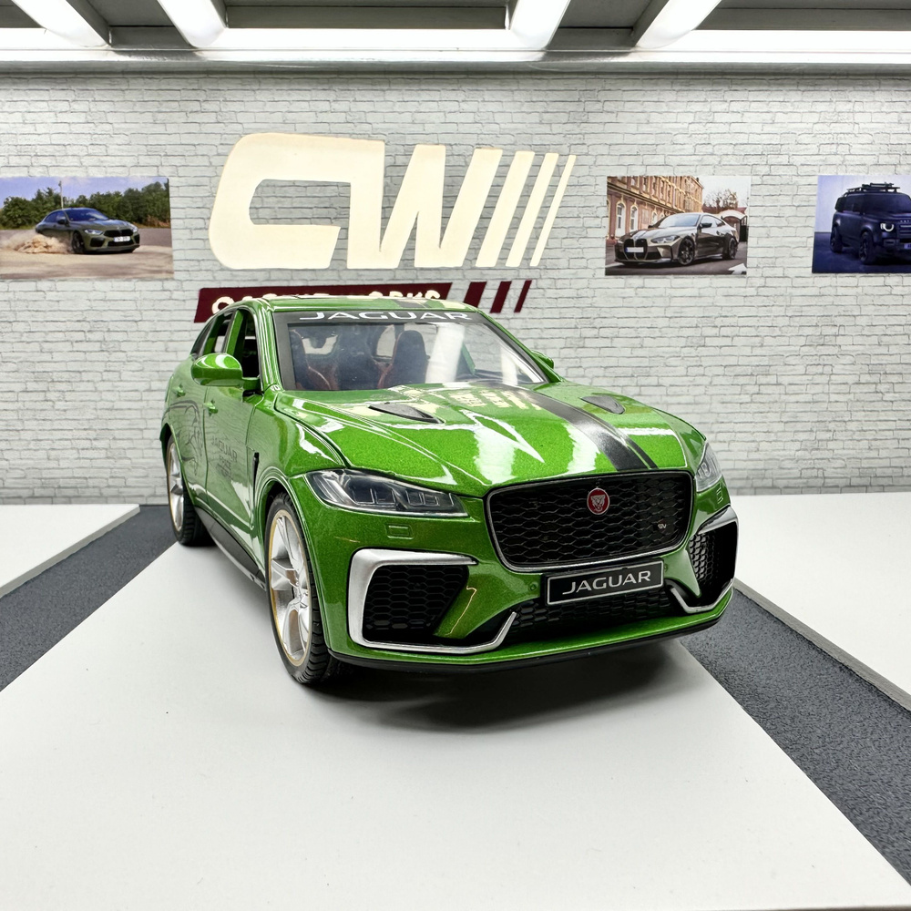 Машинка металлическая JAGUAR F-PACE TROPHY зеленый, масштаб 1:22, длина 22 см., свет и звук, открываются #1