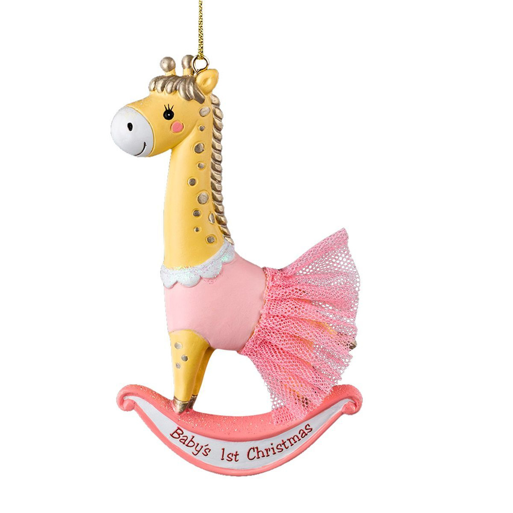 Ёлочная игрушка ErichKrause Decor Первый новый год Жираф новорожденной девочке 12см  #1