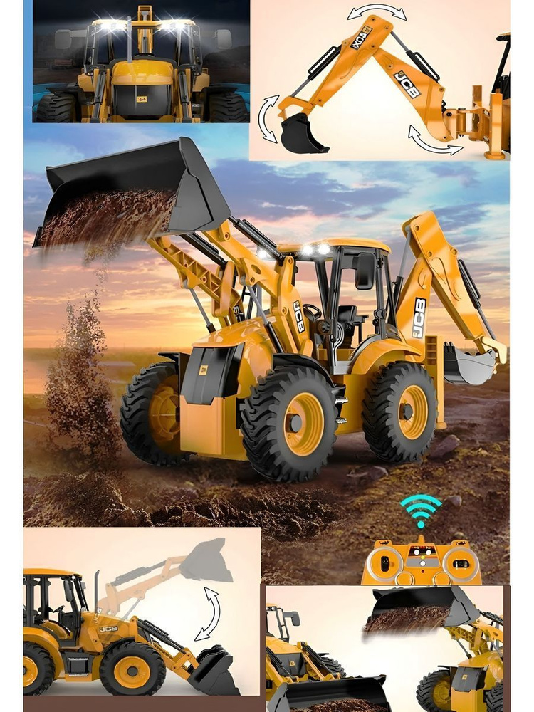 Радиоуправляемый экскаватор-погрузчик Double Eagle JCB 4CX RTR масштаб 1:20 2.4G - E589-003  #1