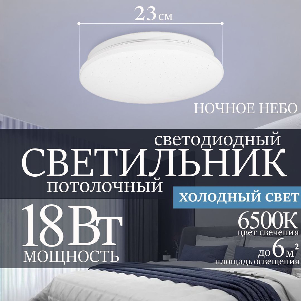 Светильник потолочный светодиодный 18Вт 6500К Ночное Небо  #1