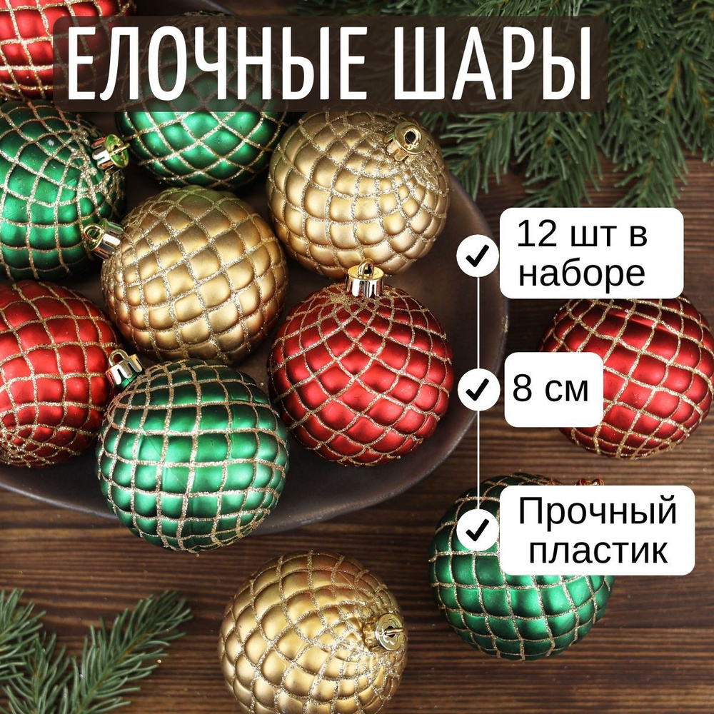 Набор пластиковых шаров Warm Christmas 8 см, 12 шт #1