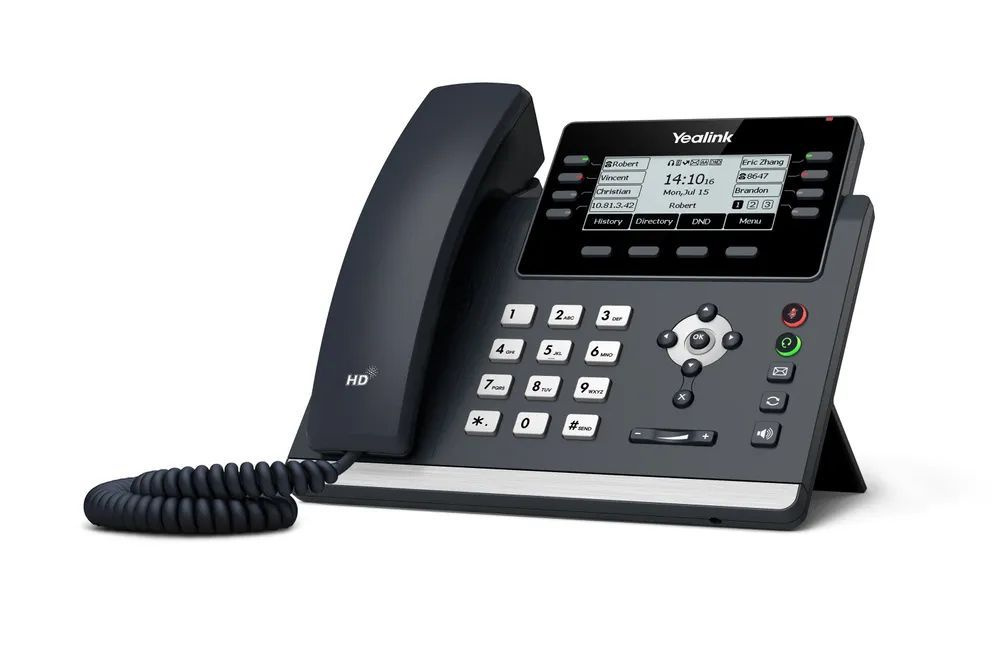IP-телефон Yealink SIP-T43U, 12 SIP аккаунтов, монохромный 3,7 дюйма дисплей 360х160, конференция на #1