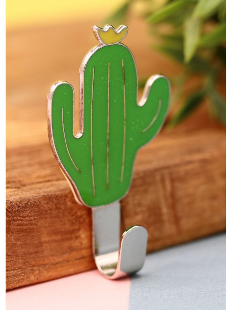 Крючок самоклеющийся Cactus , green #1