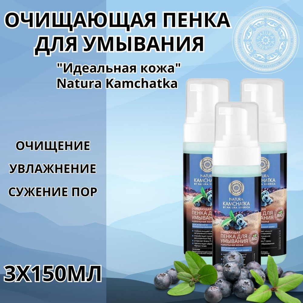 Очищающая пенка для умывания "Идеальная кожа", Natura Kamchatka, 150 мл, 3 шт  #1