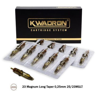 Тату картриджи Kwadron 25/23 MGLT - Magnum Long Taper, 20 штук в упаковке #1