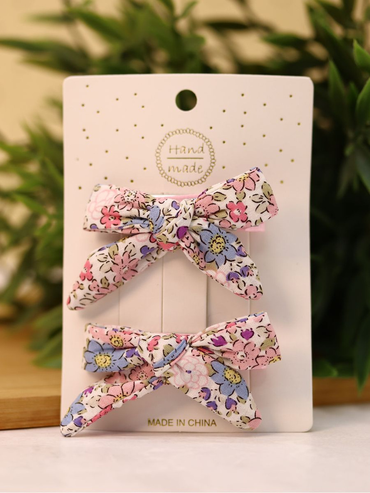 Набор заколок для волос "Flower bows", pink, 2 шт. в наборе #1