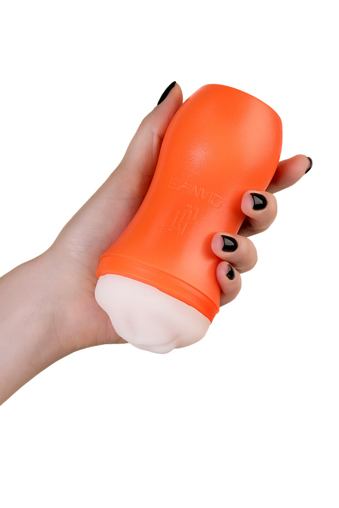 Ручной мужской мастурбатор - рот в колбе TOYFA A-Toys Nilla, оранжевый, 14 см.  #1