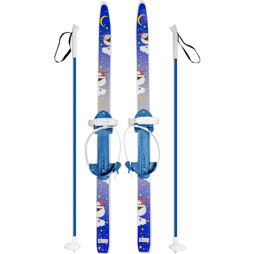 Мини-лыжи ЦИКЛ Быстрики ПИНГВИНЫ с палками длина 90см / лыжный коплект детский  #1
