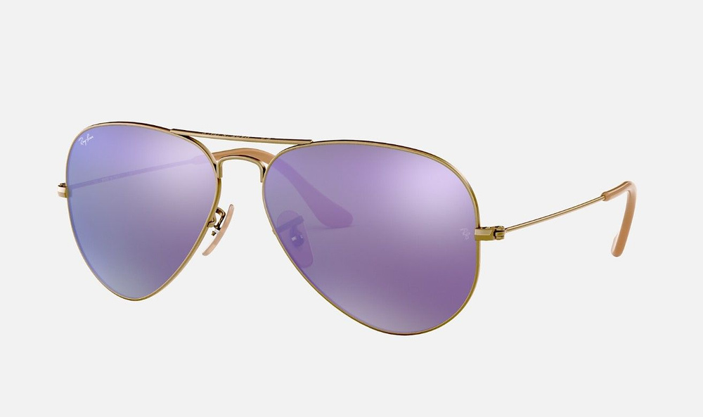 Солнцезащитные очки унисекс, авиаторы RAY-BAN с чехлом, линзы фиолетовые, RB3025-167/1M/58-14  #1