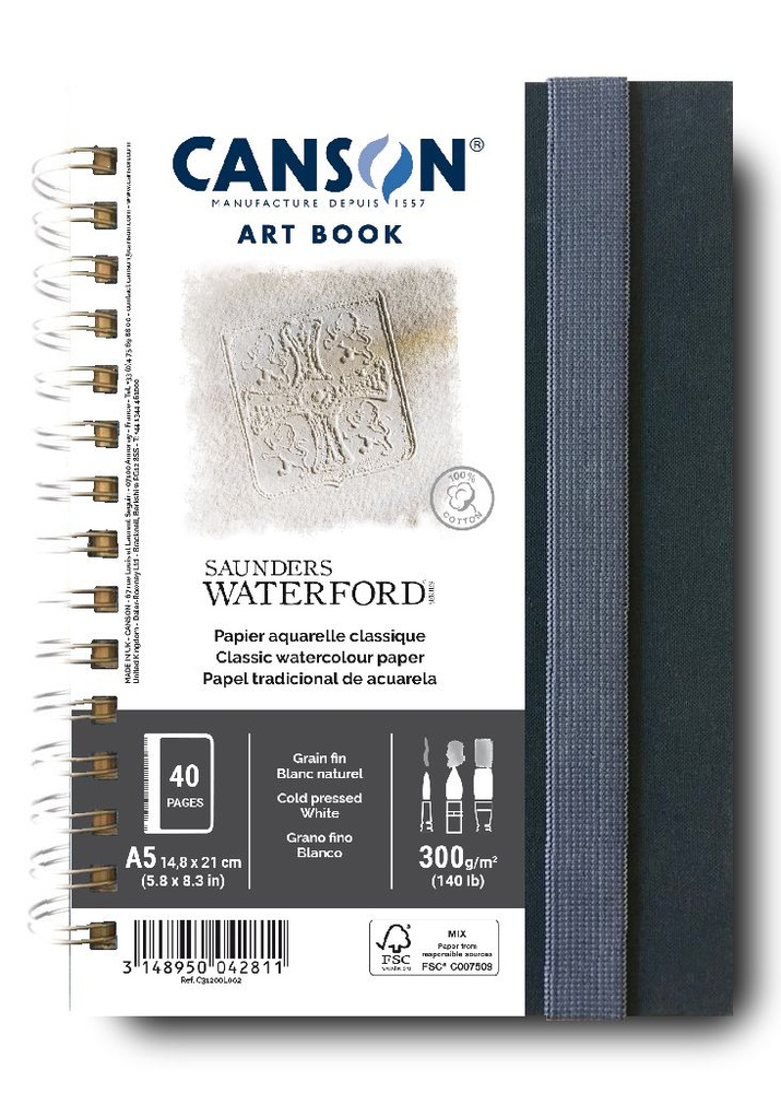 CANSON ART BOOK артбук для акварели на спирали по длинной стороне бумага S.Waterford 300 гр/м2 20 листов #1