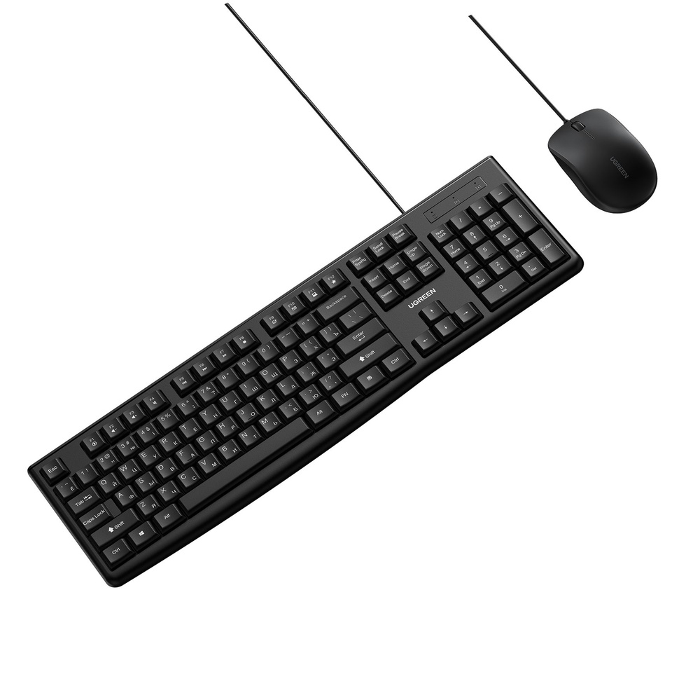 Комплект проводная клавиатура + мышь UGREEN MK003 Keyboard and Mouse set с кабелем USB черный  #1