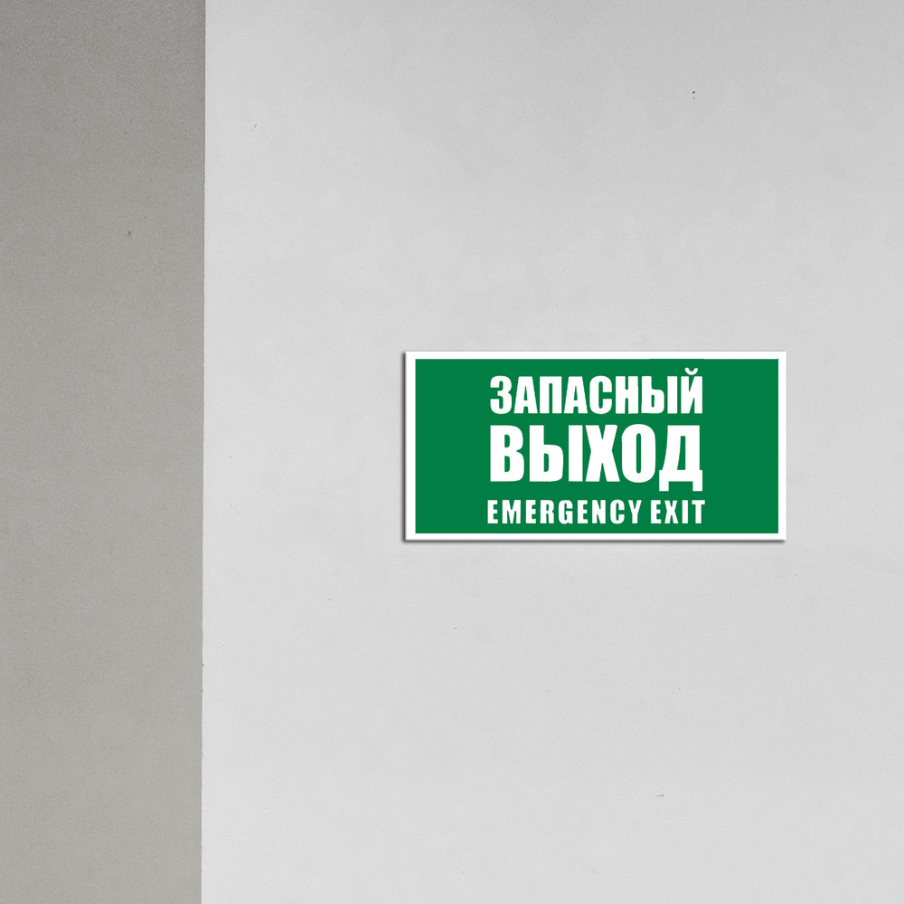 Табличка E23-1 "Запасной выход. Emergency exit" 150x300 мм #1