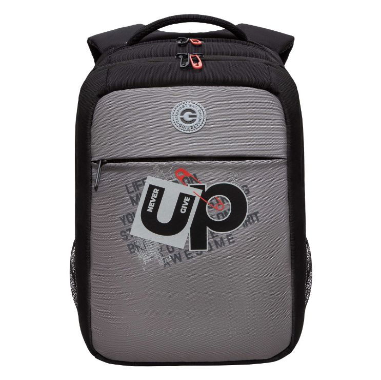 Рюкзак школьный Grizzly RB-456-3, черный серый #1