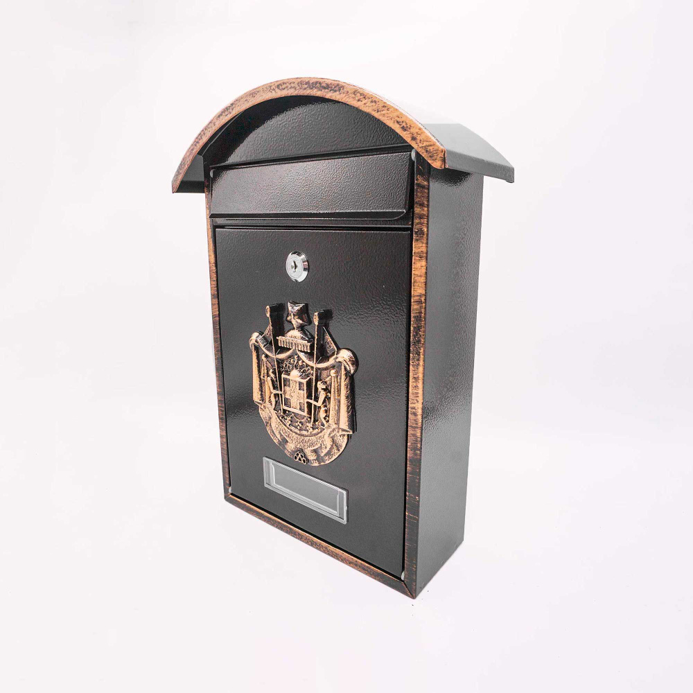 Почтовый ящик "Герб" МИНИ цвет: темно-коричневый/для почты и писем/с замком уличный  #1