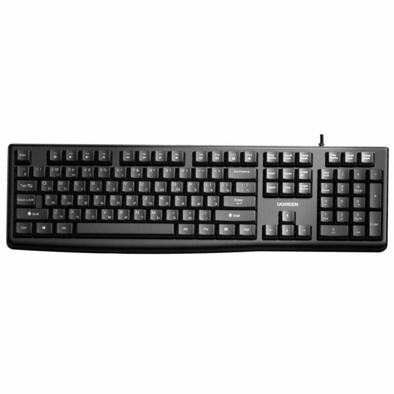 Клавиатура проводная UGREEN KU 004 Membrane USB - Keyboard с кабелем USB черная  #1