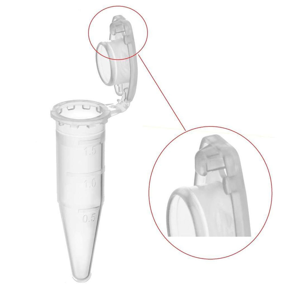 Пробирка микроцентрифужная (Эппендорфа) нестерильная 1,5 мл, с делением, с замком, полипропилен, 50 шт #1