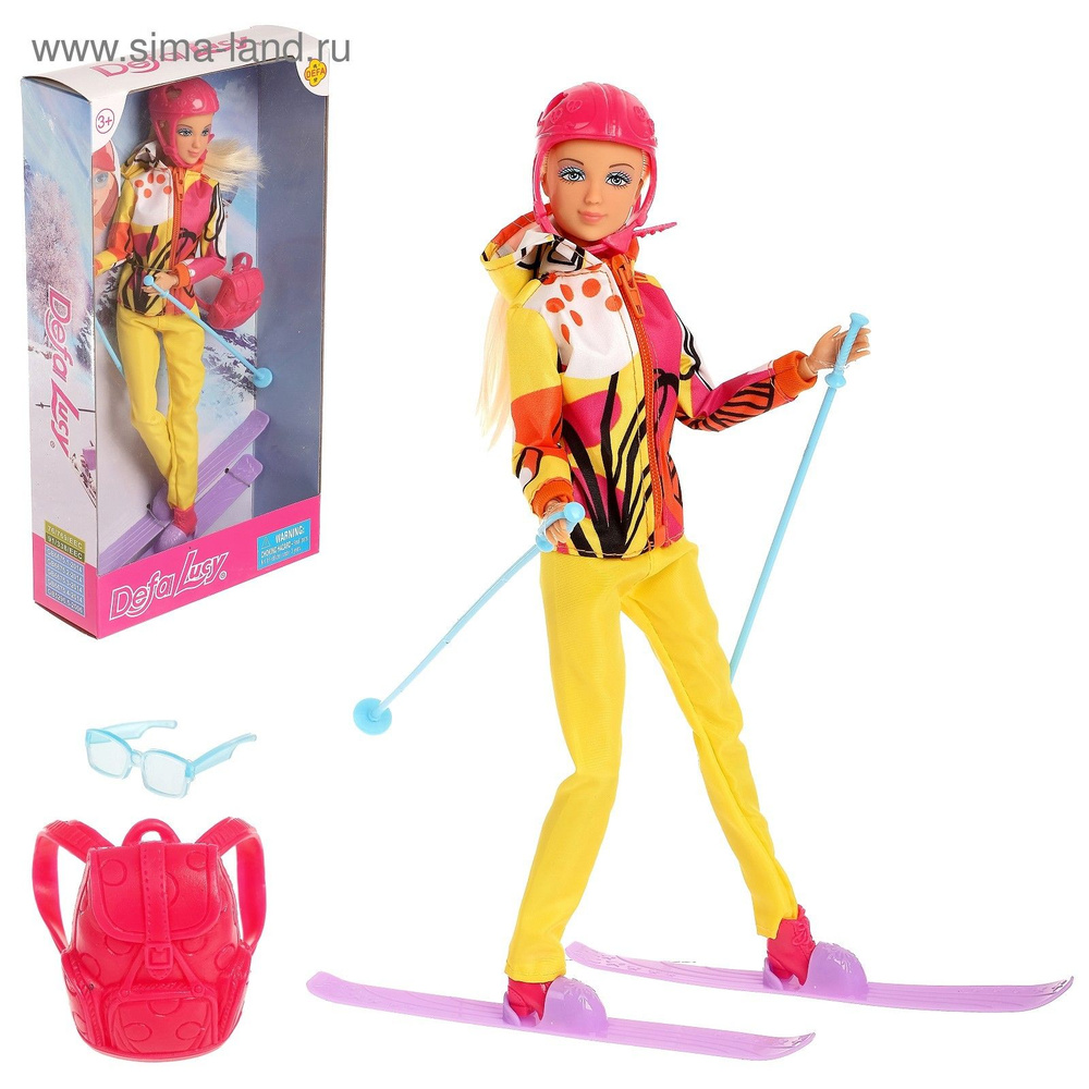 Кукла шарнирная, лыжи в комплекте, подарок на новый год, DEFA Lucy Лыжница  #1