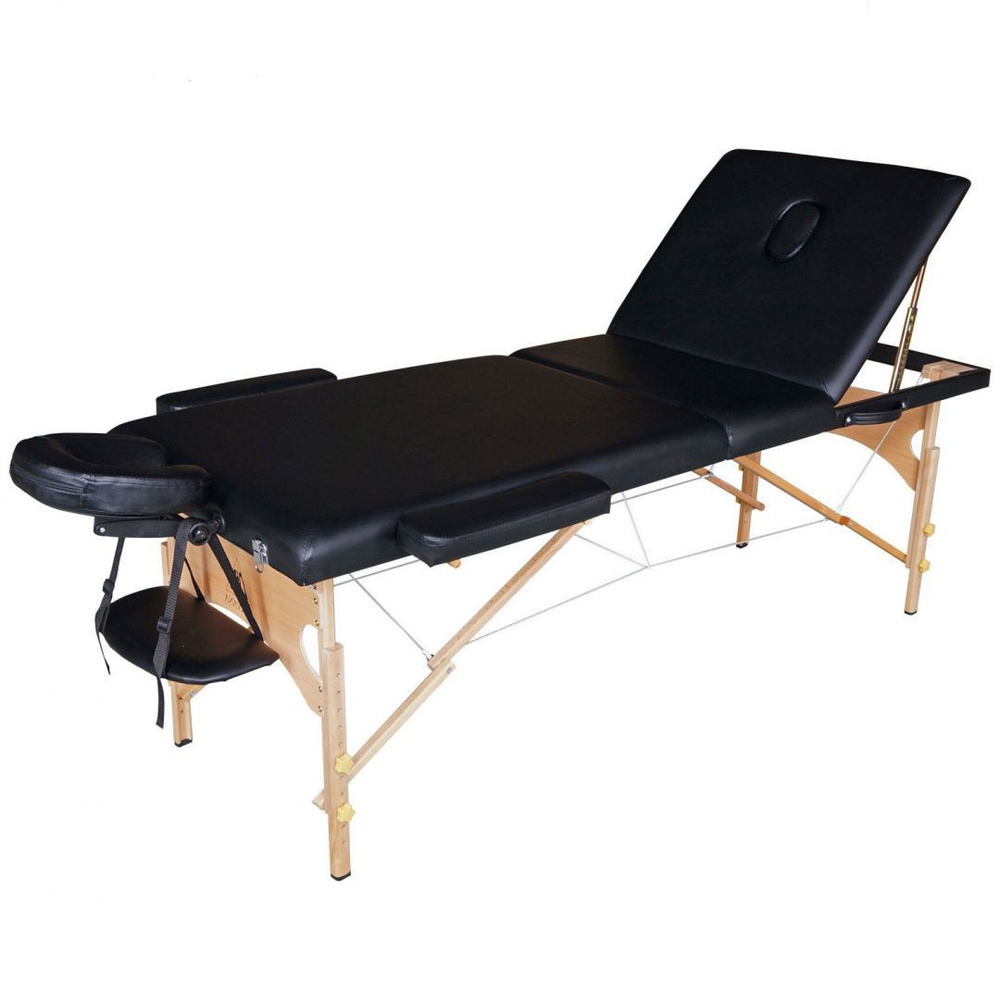Черный массажный стол DFC Nirvana Relax, складной, переносной, с регулировкой высоты, кушетка для массажа #1