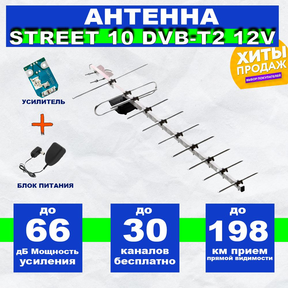Антенна для цифрового тв уличная для телевизора Фаворит Стрит 10 ...