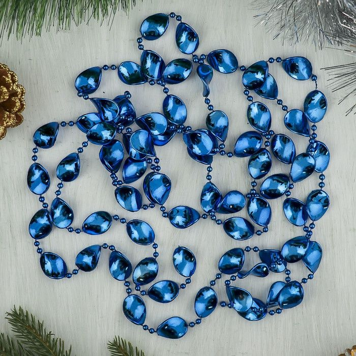 Бусы новогодние Зимнее волшебство "Овал", на елку, 2,7 м, объемные, синие  #1