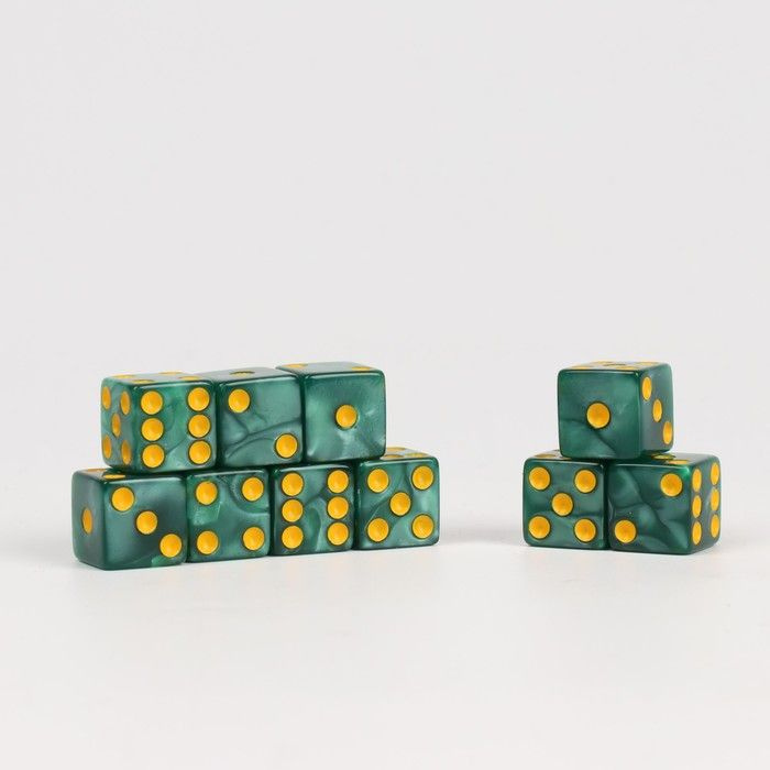 Набор кубиков игральных "Время игры", 10 шт, 1.6 х 1.6 см, зеленые  #1