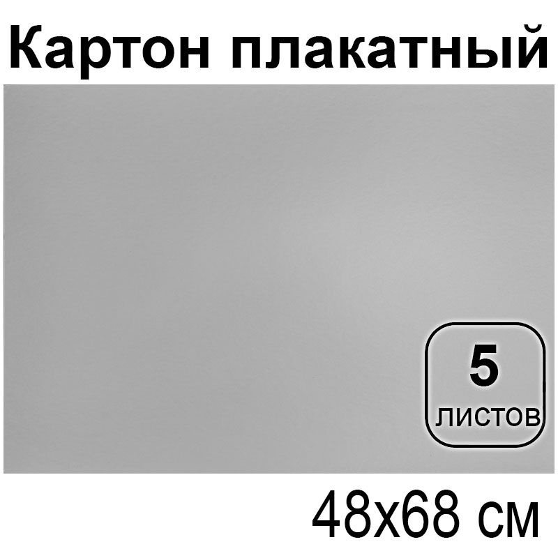 Цветной картон 48*68см, 5л., мелованный, серебряный, 380г/м2 #1