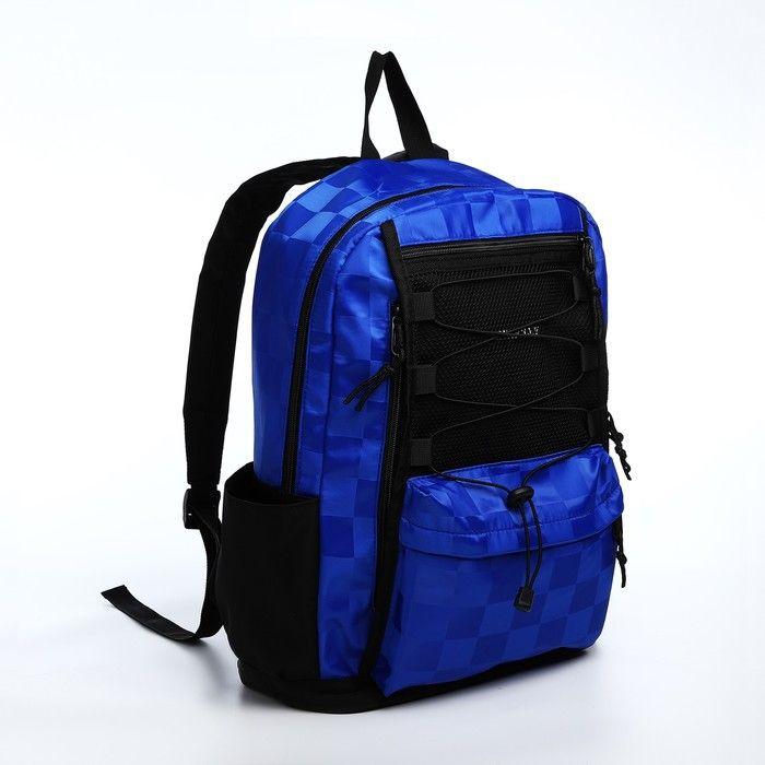 Рюкзак молодёжный из текстиля, 6 карманов, цвет белый/синий  #1