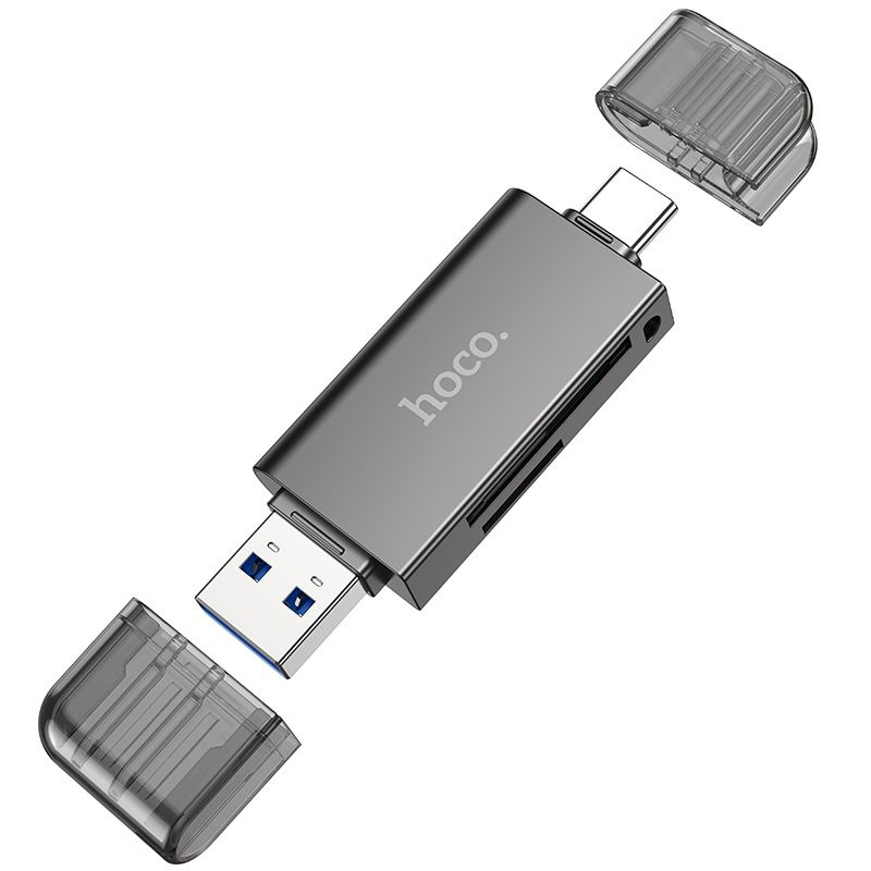 Переходник картридер HOCO HB39 USB 3.0, TYPE-C 3.0, SD, MicroSD, 5GB/s, серый  #1